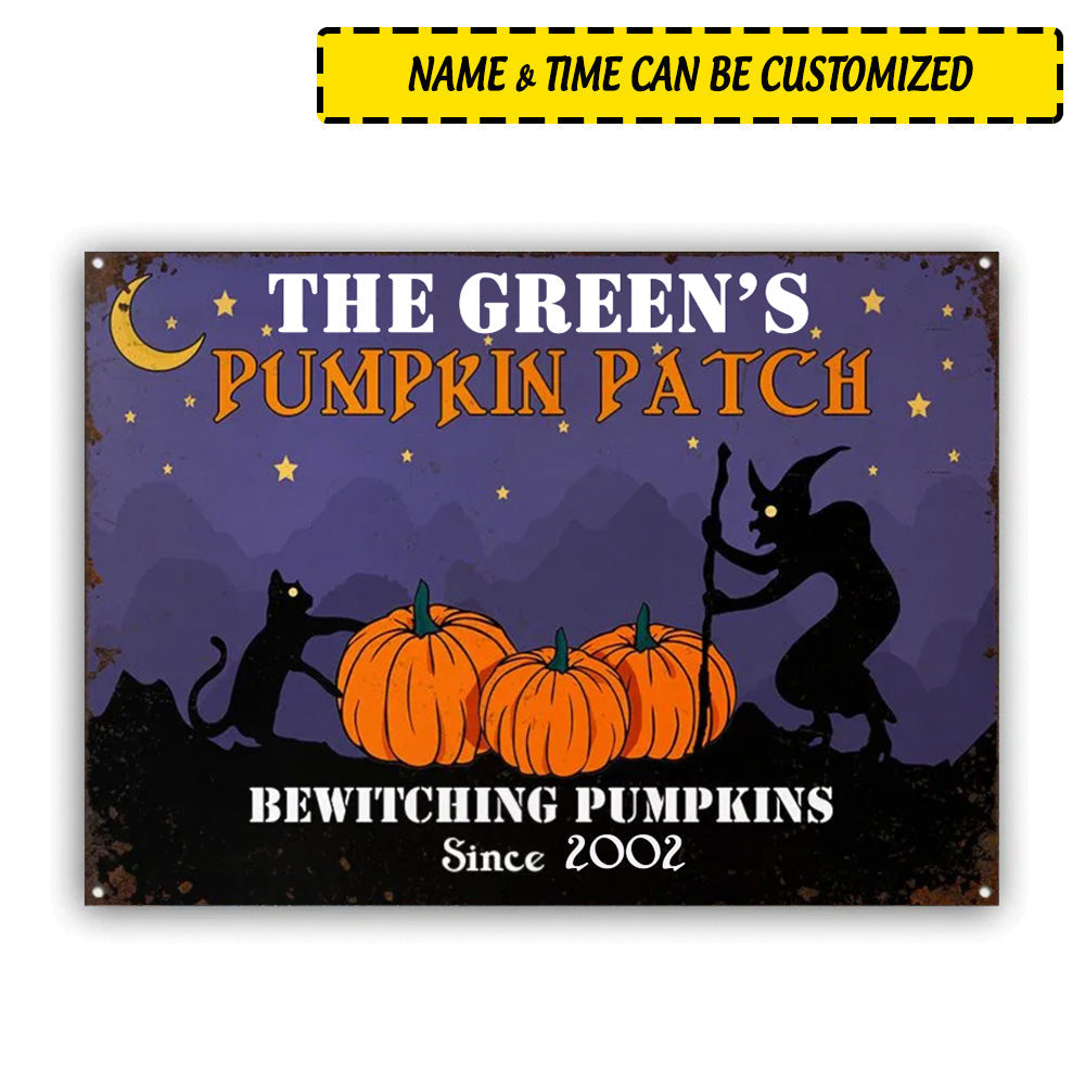 Halloween Personalized Metal Signs Pumpkin Patch Bewitching CTM One Size 24x18 inch (60.96x45.72 cm) Custom - Printyourwear