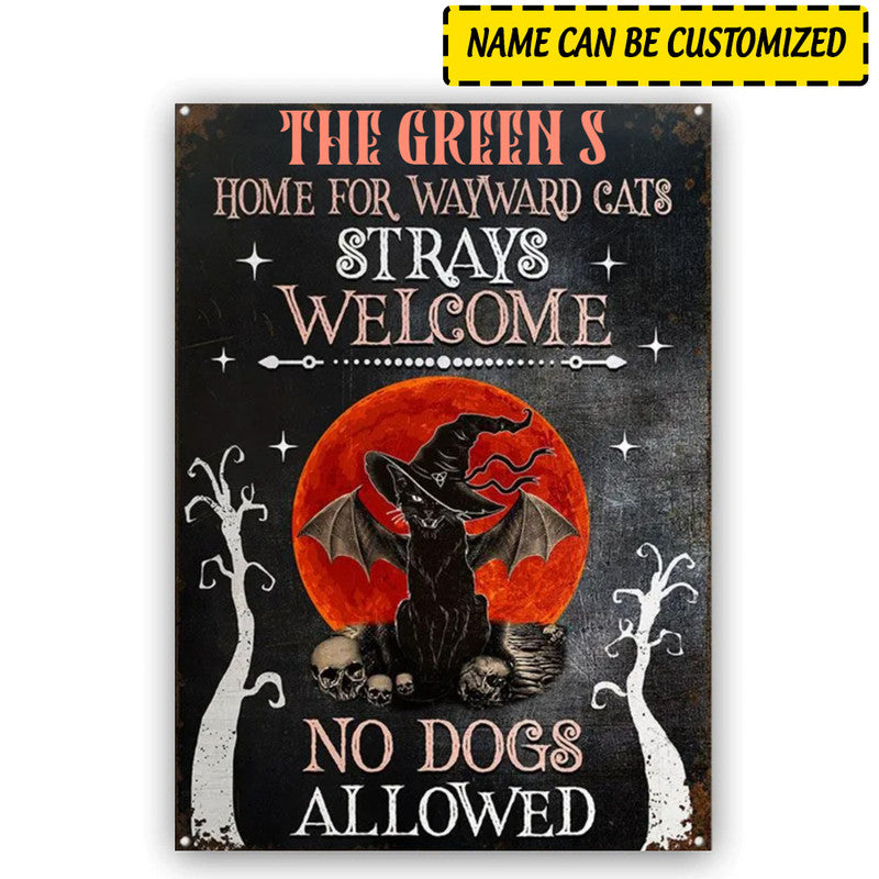 Halloween Personalized Metal Signs Cat Lovers Home For Wayward Cats CTM One Size 24x18 inch (60.96x45.72 cm) Custom - Printyourwear