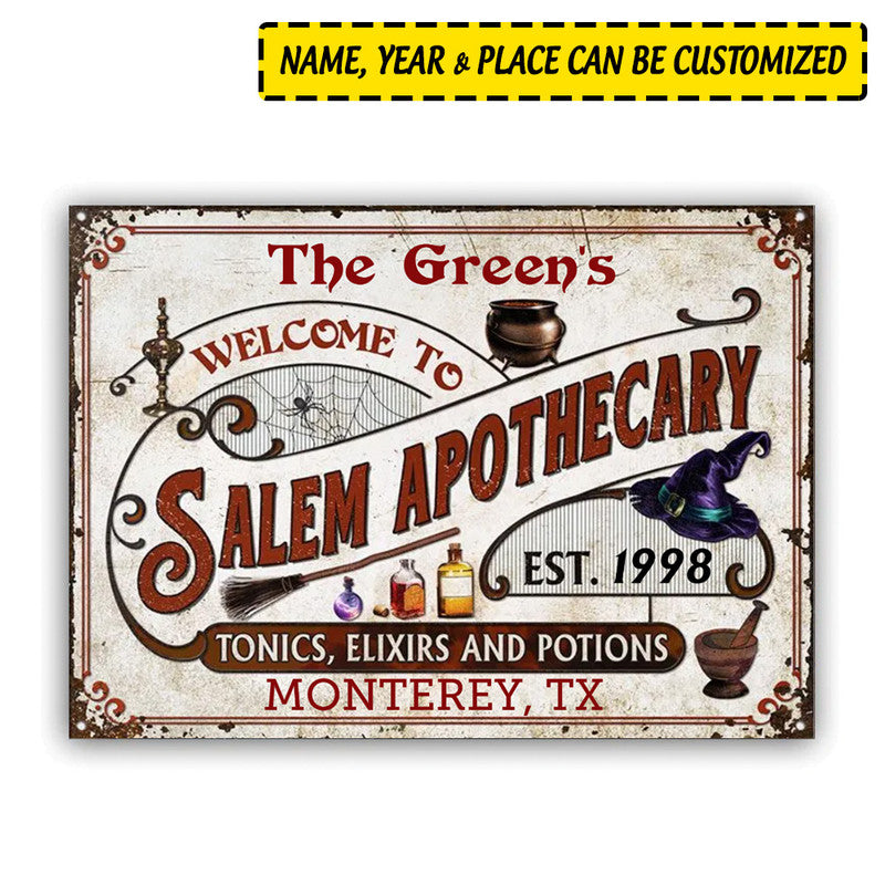 Halloween Personalized Metal Signs Witch Salem Apothecary CTM One Size 24x18 inch (60.96x45.72 cm) Custom - Printyourwear