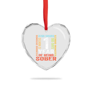 1 Year Of Being Sober Heart Crystal Glass Ornament 1 Year Sobriety Anniversary Addiction Recovery TS11 Print Your Wear
