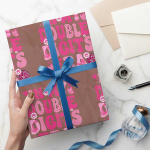 10 Years Old Birthday Girl Wrapping Paper Roll In My Double Digits Era TS10 Mocha Print Your Wear