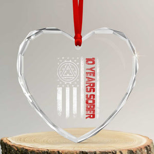 10 Years Sober Heart Crystal Glass Ornament 10 Years Sobriety Anniversary Vintage American Flag TS11 Transparent Glass 3'' Heart Print Your Wear