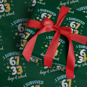 100 Days Of School 67 Funny Six Seven Meme Wrapping Paper Roll TS10 Green Print Your Wear