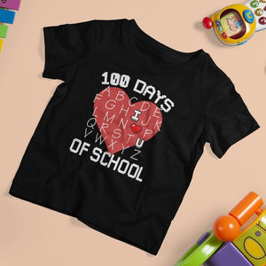 100 Days Of School Alphabet Love T Shirt For Kid TS09 Black Printyourwear
