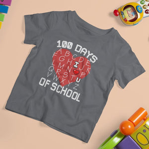 100 Days Of School Alphabet Love T Shirt For Kid TS09 Charcoal Printyourwear