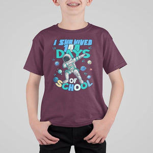 100 Days of School Astronaut T Shirt For Kid Outer Space Dabbing I Survived TS02 Maroon Printyourwear