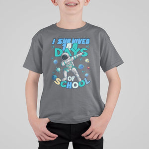 100 Days of School Astronaut T Shirt For Kid Outer Space Dabbing I Survived TS02 Charcoal Printyourwear