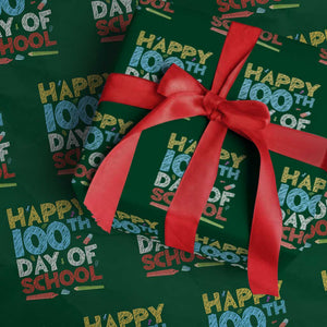 100 Days of School Celebration Wrapping Paper Roll Happy 100th Day Student Teacher Gift