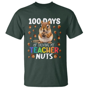 100 Days of School Chipmunk T Shirt Driving My Teacher Nuts TS02 Dark Forest Green Printyourwear