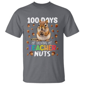 100 Days of School Chipmunk T Shirt Driving My Teacher Nuts TS02 Charcoal Printyourwear