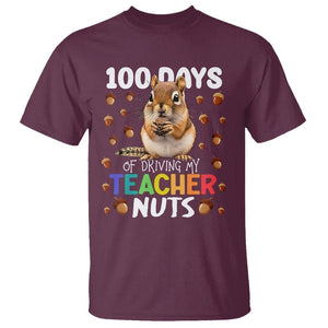 100 Days of School Chipmunk T Shirt Driving My Teacher Nuts TS02 Maroon Printyourwear