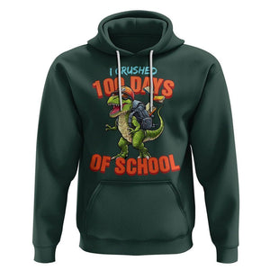 100 Days of School Dinosaur Hoodie I Crushed TS02 Dark Forest Green Printyourwear