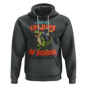 100 Days of School Dinosaur Hoodie I Crushed TS02 Dark Heather Printyourwear