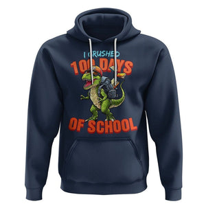 100 Days of School Dinosaur Hoodie I Crushed TS02 Navy Printyourwear