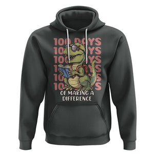 100 Days of School Dinosaur Hoodie Making A Difference TS02 Dark Heather Printyourwear