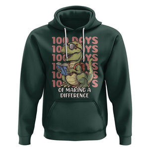 100 Days of School Dinosaur Hoodie Making A Difference TS02 Dark Forest Green Printyourwear