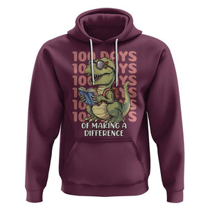 100 Days of School Dinosaur Hoodie Making A Difference TS02 Maroon Printyourwear