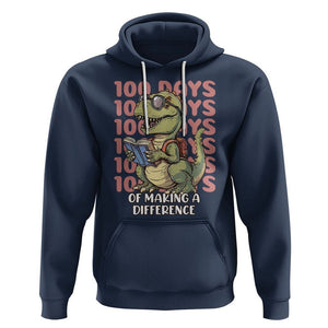 100 Days of School Dinosaur Hoodie Making A Difference TS02 Navy Printyourwear