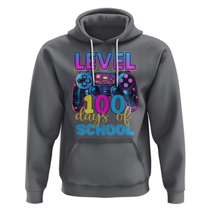 100 Days of School Gamer Hoodie Level 100 Unlocked Neon Game Controller TS02 Charcoal Printyourwear
