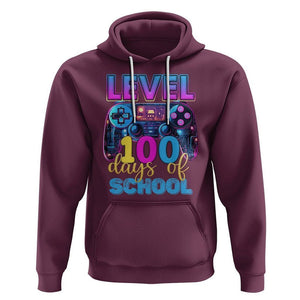 100 Days of School Gamer Hoodie Level 100 Unlocked Neon Game Controller TS02 Maroon Printyourwear