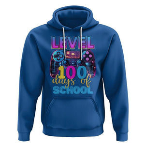 100 Days of School Gamer Hoodie Level 100 Unlocked Neon Game Controller TS02 Royal Blue Printyourwear