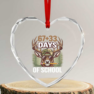 100 Days Of School Heart Crystal Glass Ornament Funny 67 Six Seven Meme Deer School TS10 Transparent Glass 3'' Heart Print Your Wear