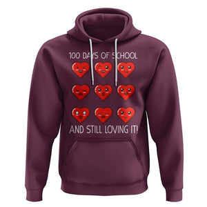 100 Days of School Hoodie Still Loving It Cute Hearts TS02 Maroon Printyourwear