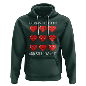 100 Days of School Hoodie Still Loving It Cute Hearts TS02 Dark Forest Green Printyourwear