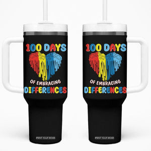 100 Days of School IEP Tumbler With Handle Embrace Differences Neurodiversity Autism Acceptance ADHD Awareness TB02 One Size: 40 oz Black Printyourwear