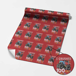 100 Days of School Monster Truck Wrapping Paper Roll Boys Crushing 100th Day Milestone