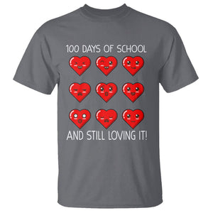 100 Days of School T Shirt Still Loving It Cute Hearts TS02 Charcoal Printyourwear