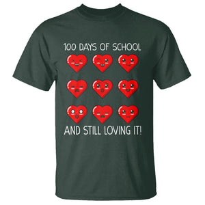 100 Days of School T Shirt Still Loving It Cute Hearts TS02 Dark Forest Green Printyourwear
