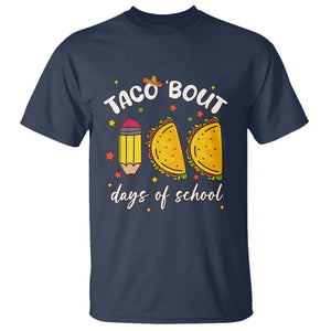 100 Days of School Tacos T Shirt Taco' Bout 100 Days TS02 Navy Printyourwear