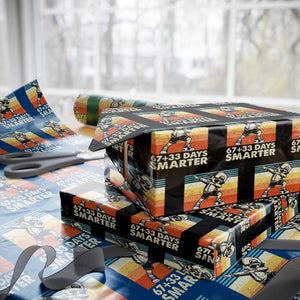 100 Days Smarter Wrapping Paper Roll Funny 67 33 Six Seven Math Teacher Kids 100th Day TS10 Black Print Your Wear