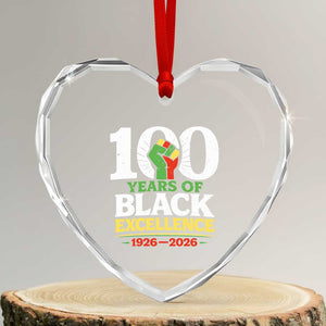 100 Years of Black Excellence 1926 2026 Heart Crystal Glass Ornament Pan-African Raised Fist Pride Honoring Black History Legacy TS02 Transparent Glass 3'' Heart Print Your Wear