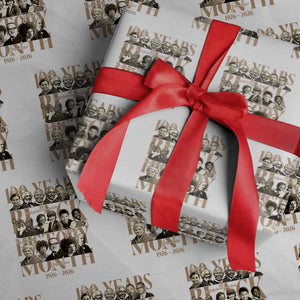 100 Years Of Black History Month Wrapping Paper Roll African American Historical Figures TS11 White Print Your Wear