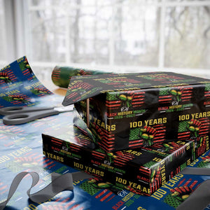 100 Years Of Black History Month Wrapping Paper Roll Hand Fist African American Milestone American Flag TS11 Black Print Your Wear