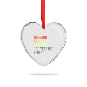100th Birthday Heart Crystal Glass Ornament Husband Dad Grandpa 100 Year Old Legend TS10 Print Your Wear