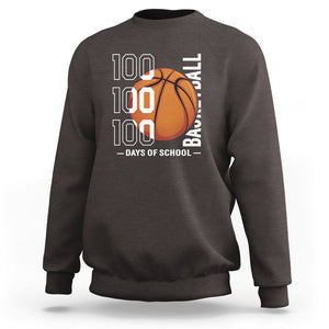100th Day Of School Basketball Player Sweatshirt TS09 Dark Chocolate Printyourwear