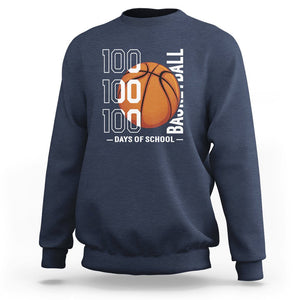 100th Day Of School Basketball Player Sweatshirt TS09 Navy Printyourwear