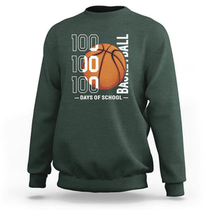 100th Day Of School Basketball Player Sweatshirt TS09 Dark Forest Green Printyourwear