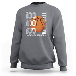 100th Day Of School Basketball Player Sweatshirt TS09 Charcoal Printyourwear