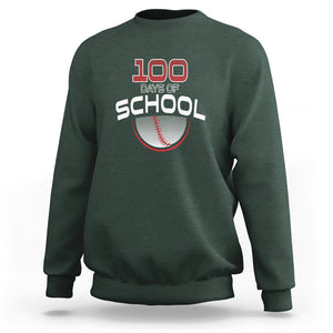 100th Day Of School Cool Baseball Player Sweatshirt TS09 Dark Forest Green Printyourwear