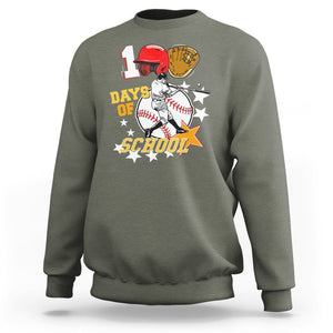 100th Day Of School Cool Baseball Player Sweatshirt TS09 Military Green Printyourwear