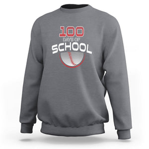 100th Day Of School Cool Baseball Player Sweatshirt TS09 Charcoal Printyourwear