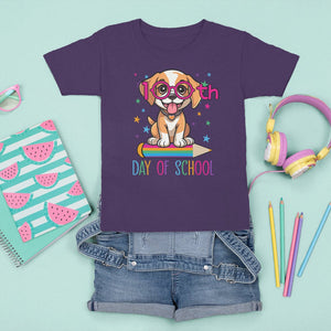 100th Day Of School Cute Dog Puppy T Shirt For Kid TS09 Purple Printyourwear
