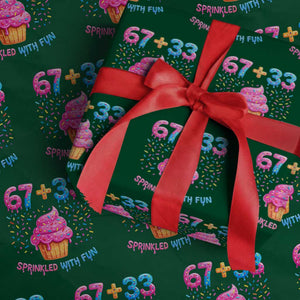 100th Day of School Girl Wrapping Paper Roll 67 33 100 Days Sprinkled With Fun Cupcake Six Seven Meme TS10 Green Print Your Wear