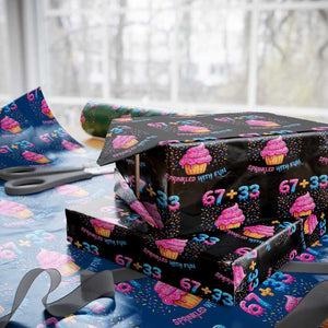 100th Day of School Girl Wrapping Paper Roll 67 33 100 Days Sprinkled With Fun Cupcake Six Seven Meme TS10 Black Print Your Wear
