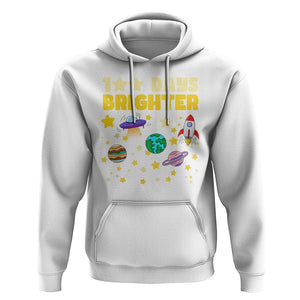 100th Day Of School Hoodie 100 Days Brighter Stars Rocket Outer Space TS09 White Printyourwear