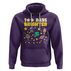 100th Day Of School Hoodie 100 Days Brighter Stars Rocket Outer Space TS09 Purple Printyourwear
